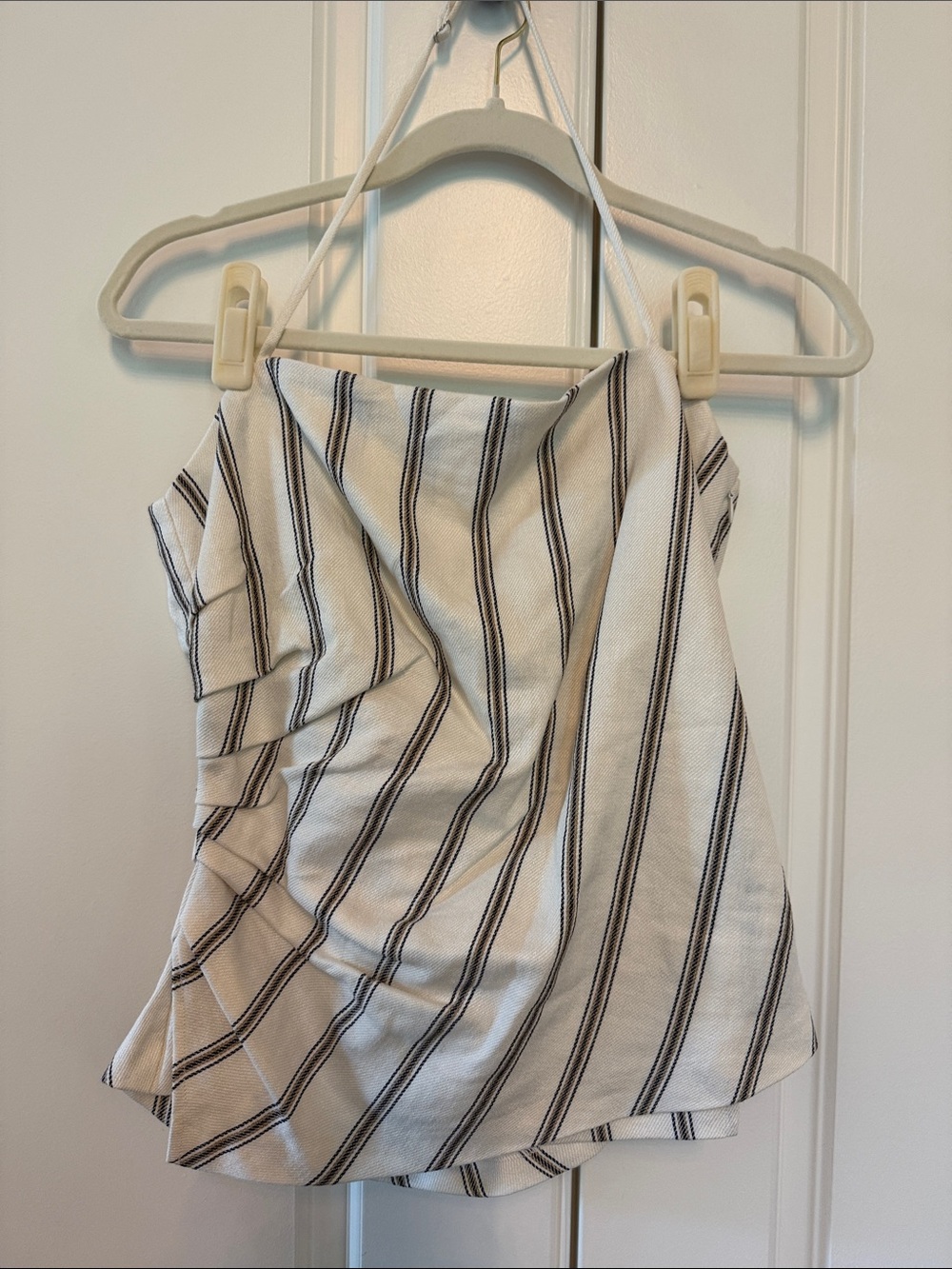 A.L.C. Striped White and Black Halter Camisole